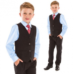 Boys Blue & Black 4 Piece Slim Fit Suit